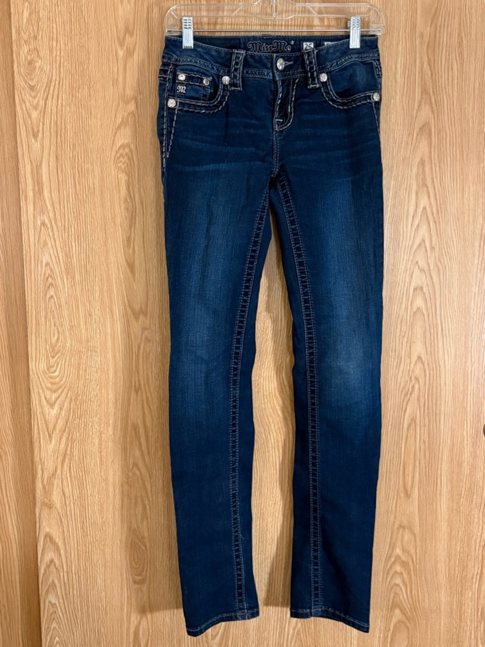 Miss Me Dark Blue Mid Rise Straight Jeans